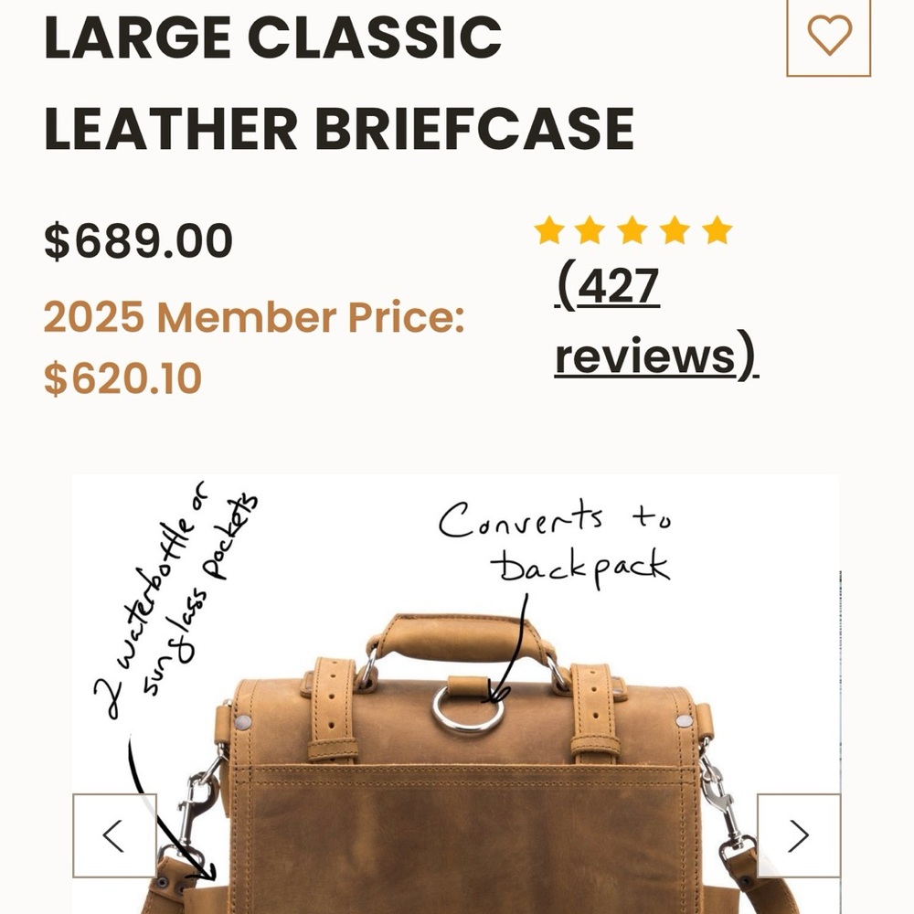 Saddleback Large Classic Leather Briefcase - Picture 9 of 9